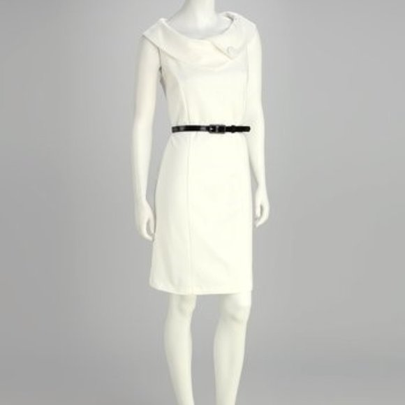 Eden Court Size 6 Cream Cowl Neck Midi Length Dress - Picture 1 of 8
